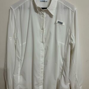 Columbia PFG Women Size 1X White Casual Snap Down Shirt